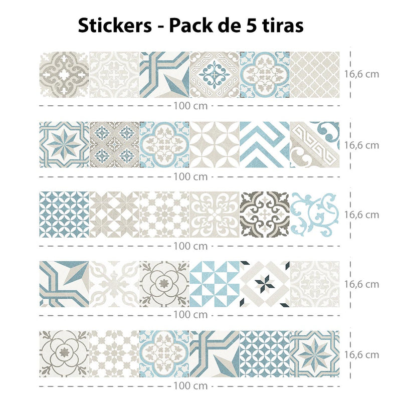 Set de 5 tiras adhesivas Mosaico Provenza 5