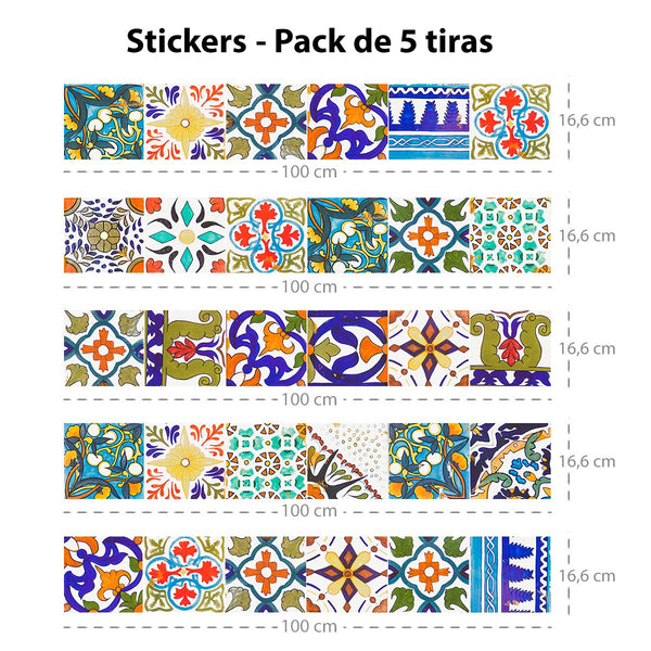 Set de 5 tiras adhesivas Mosaico Romano