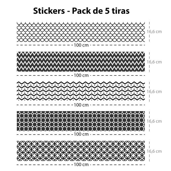 Set de 5 tiras adhesivas Geométrico 1