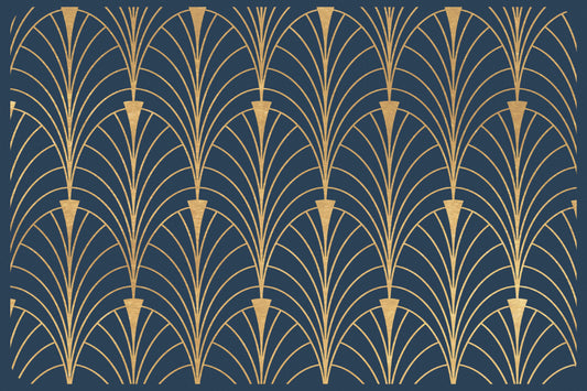 set of 4 blue Art-deco placemats