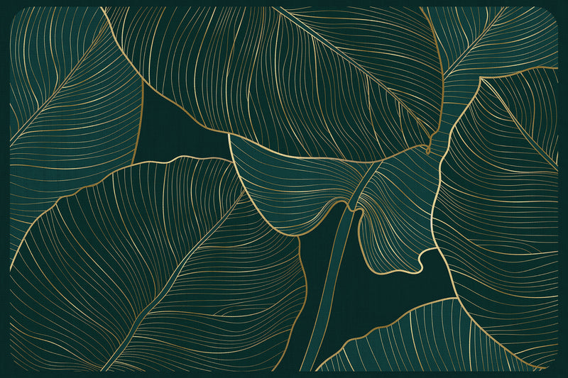 set of 4 placemats green and gold leaves