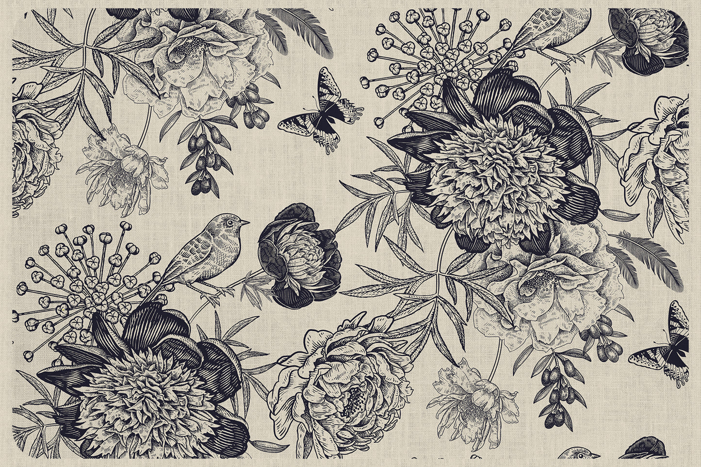 set of 4 placemats Bird and butterfly
