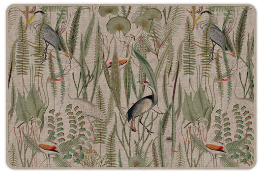 set of 4 placemas Birds green and jute