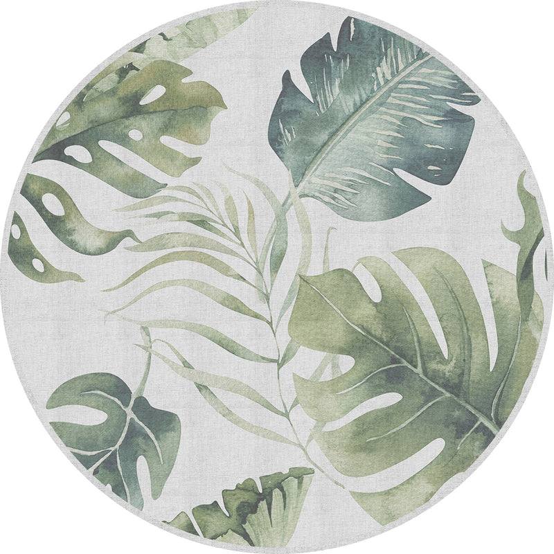 set of 4 rounded placemats Natural green leaves