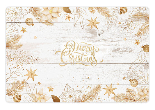 Set de table 4 unités Noël doré et bois blanc