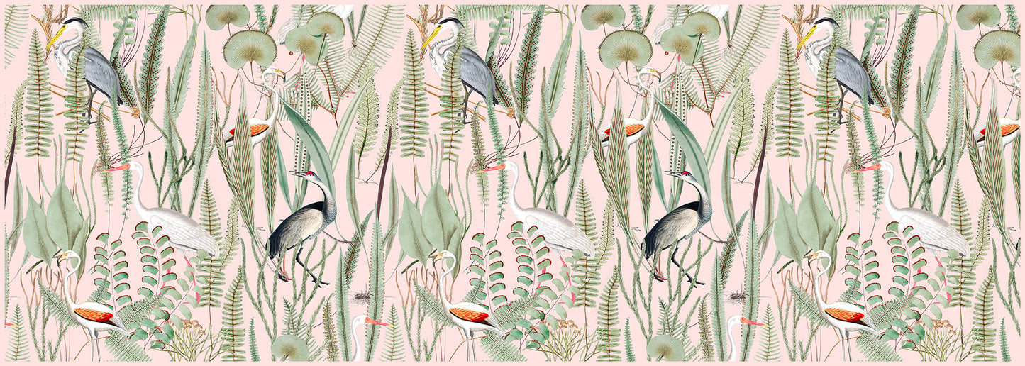 Aves en el paraíso rosa