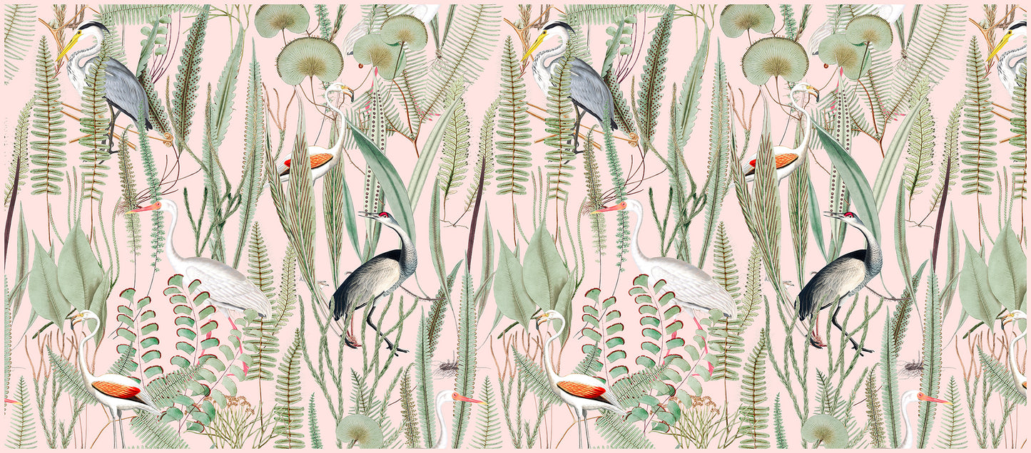 Aves en el paraíso rosa