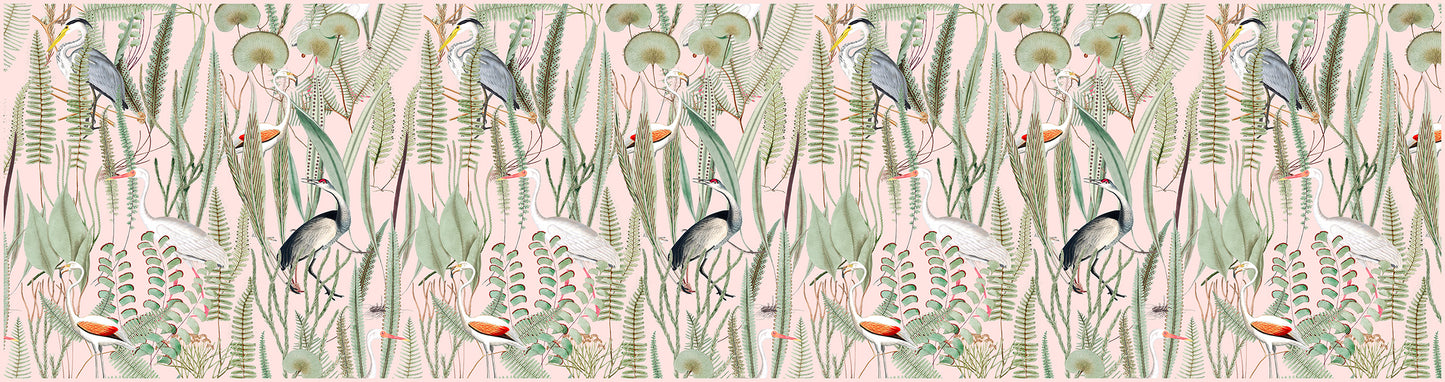 Aves en el paraíso rosa