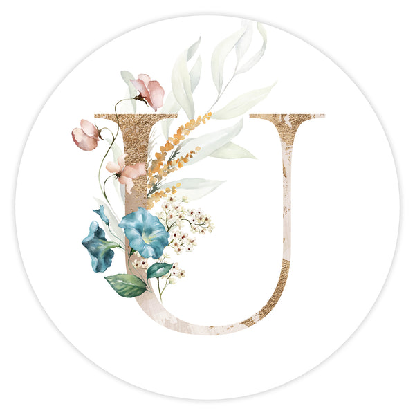 Mural Letter with flowers - U