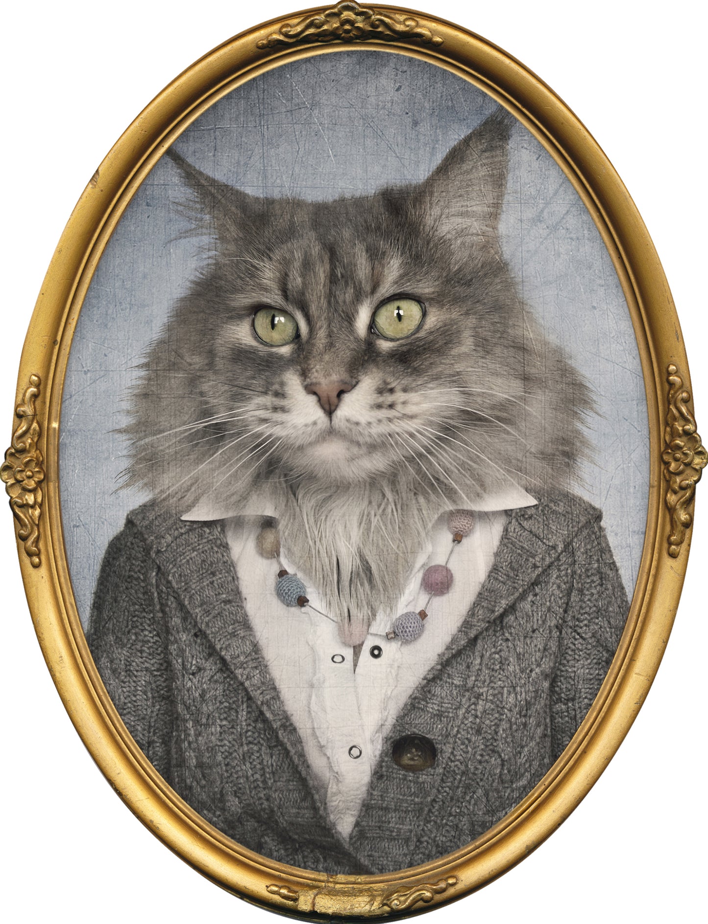 Sticker adhésif Chat avec cadre oval