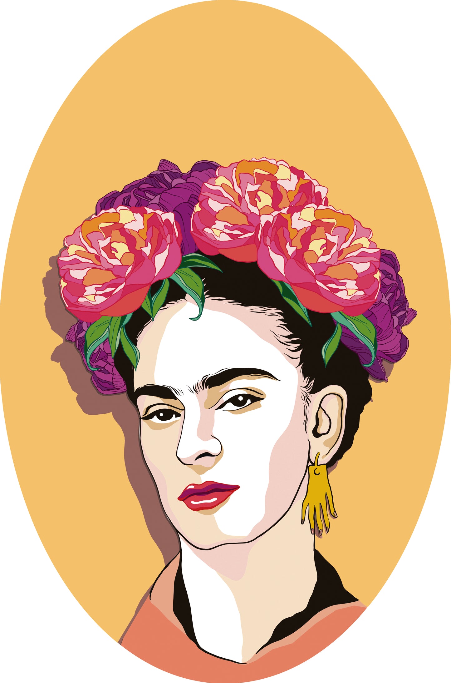 Mural Frida fondo Naranja