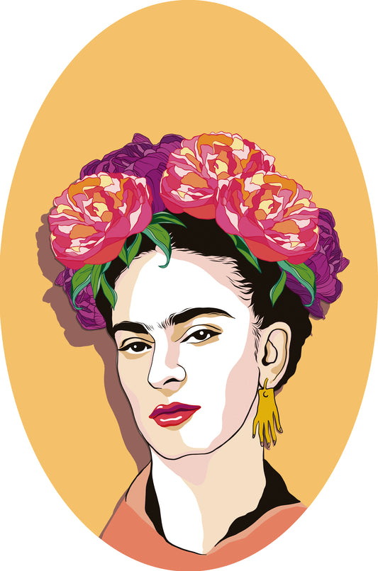 Mural Frida fondo Naranja