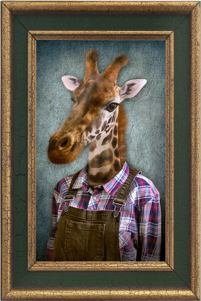 Mural Giraffe with green rectangular frame