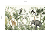 Jungla 4 vainilla - mural textil vinílico adhesivo