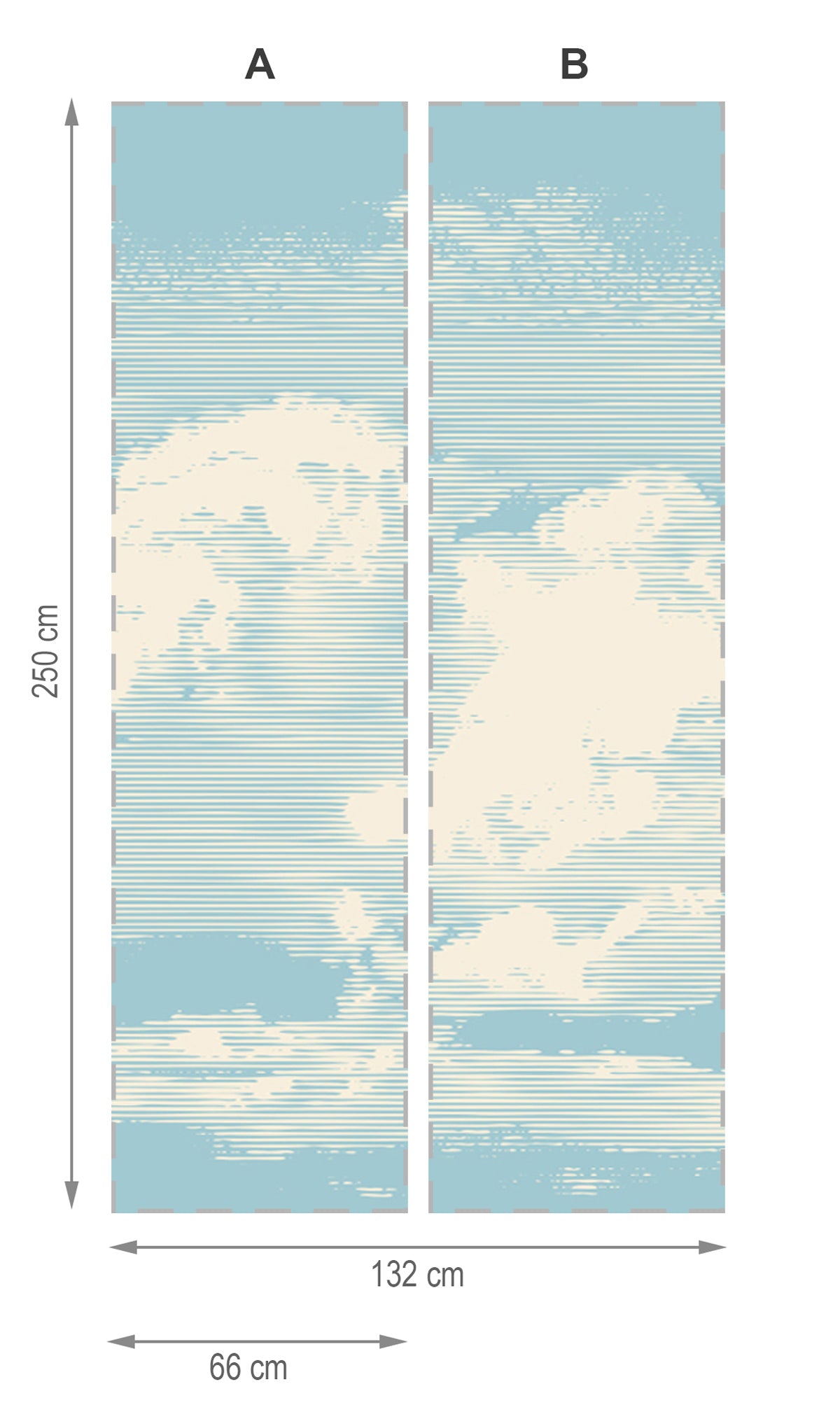 Nubes azul y crema - mural textil vinílico adhesivo