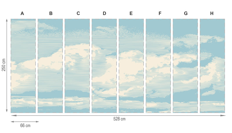 Nubes azul y crema - mural textil vinílico adhesivo