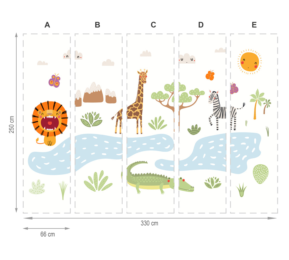 Safari infalntil - mural textil vinílico adhesivo