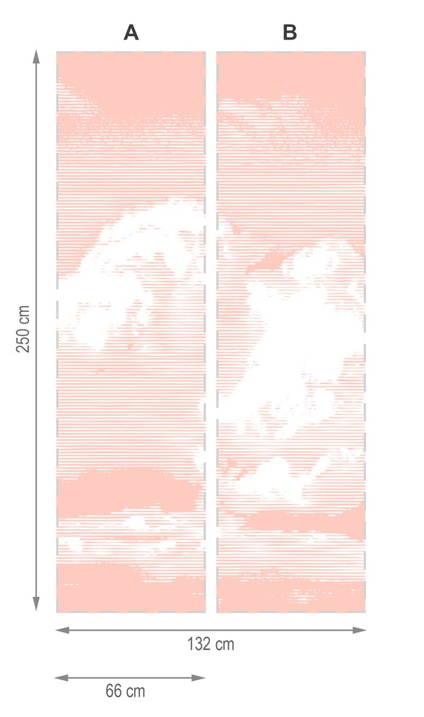 Nuages saumon- mural textile vinyle adhésif 250x666