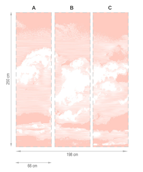 Nuages saumon- mural textile vinyle adhésif 250x666