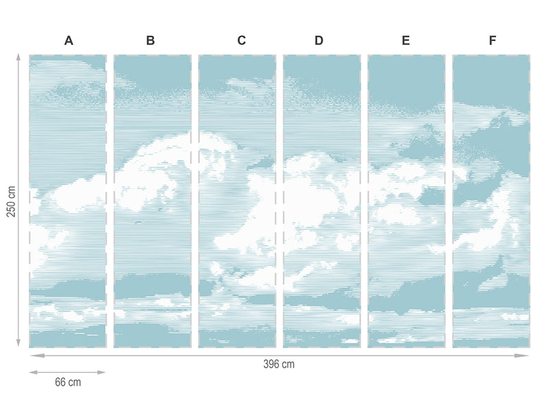 Nubes azul y blanco - mural textil vinílico adhesivo