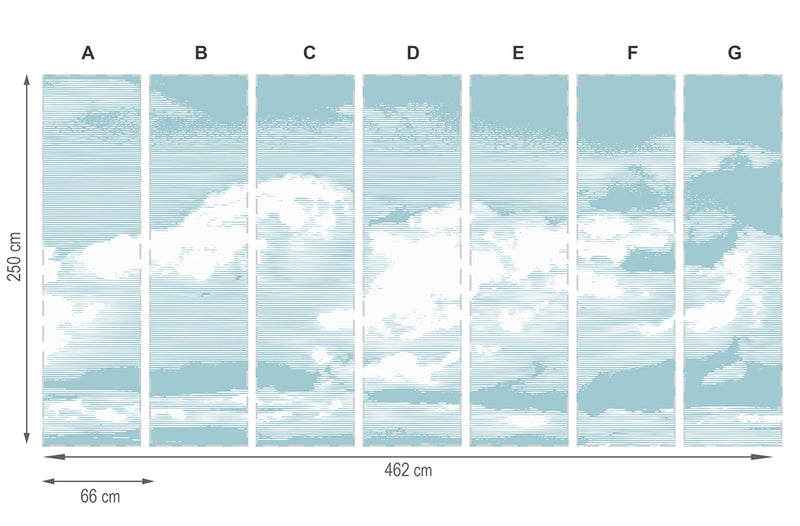 Nubes azul y blanco - mural textil vinílico adhesivo