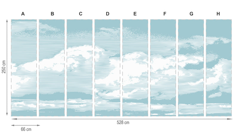 Nubes azul y blanco - mural textil vinílico adhesivo