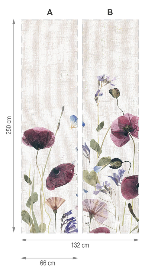 Flores secas- mural textil vinílico adhesivo