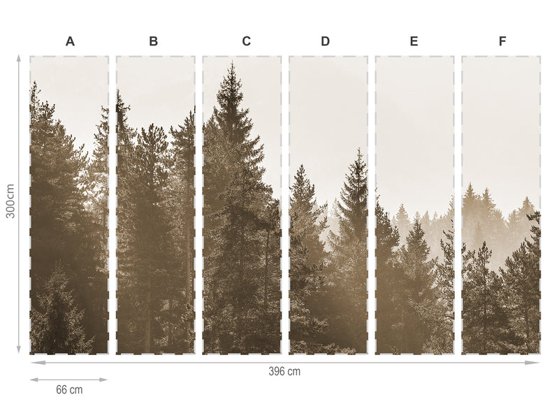 Forêt sépia- mural de papier peint