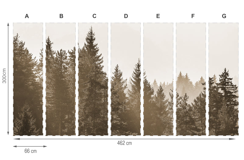 Forêt sépia- mural de papier peint