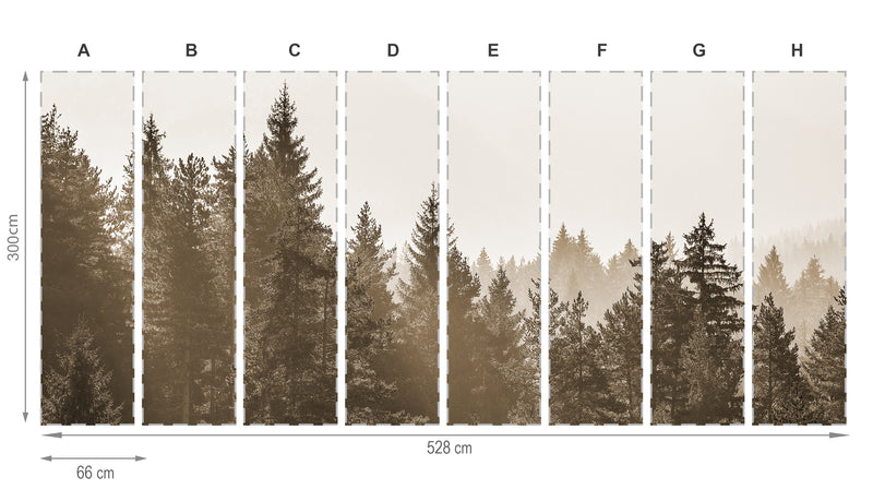 Forêt sépia- mural de papier peint