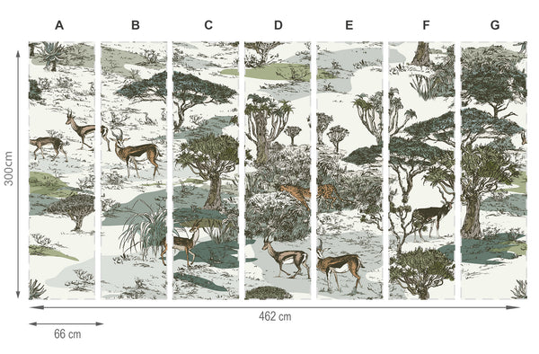 Papier peint Safari Gazelles Couleur 300x462