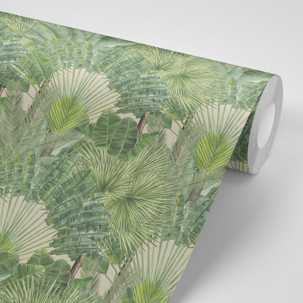 Feuilles tropicales fond ivoire